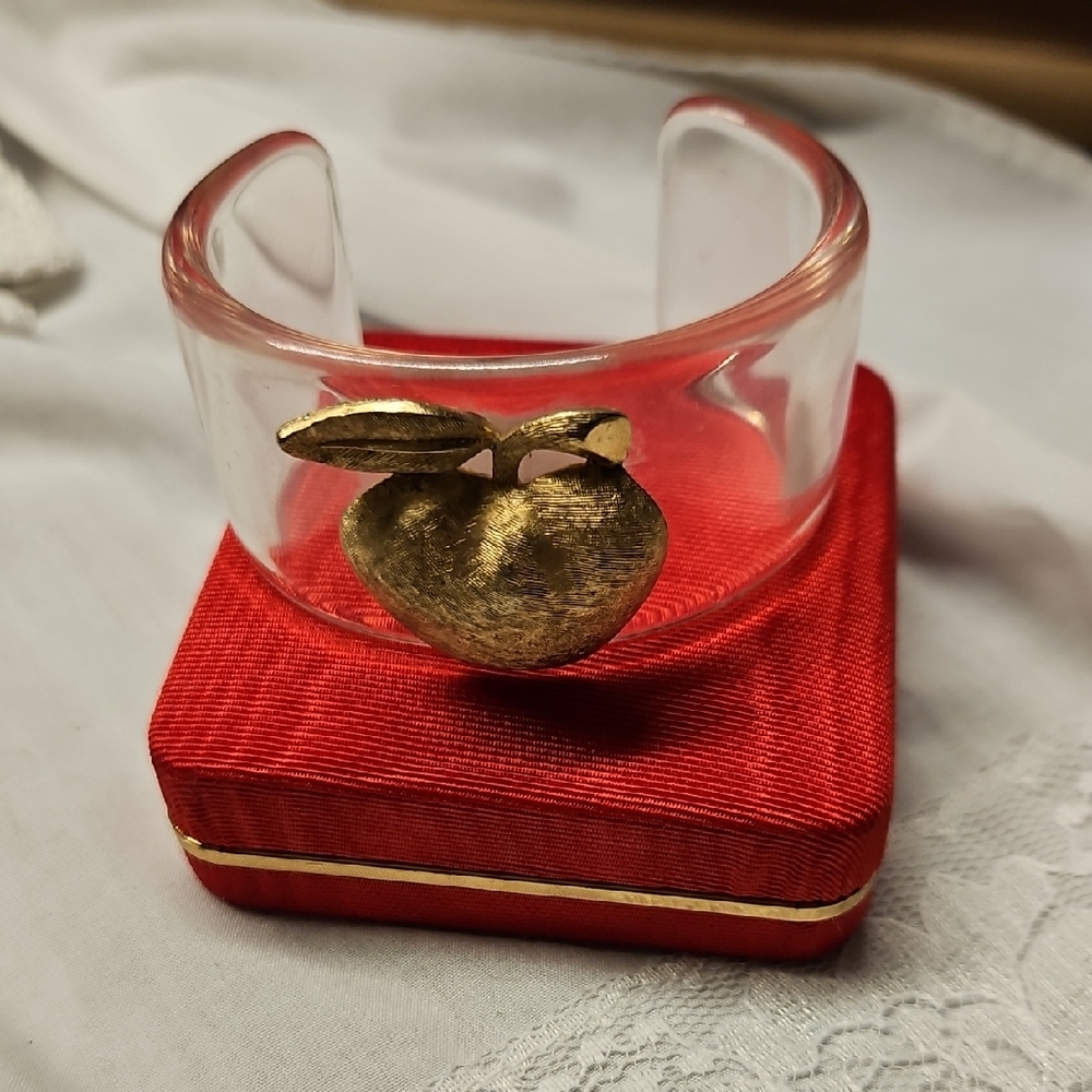 Gold Apple Clear Women's Cuff Bracelet